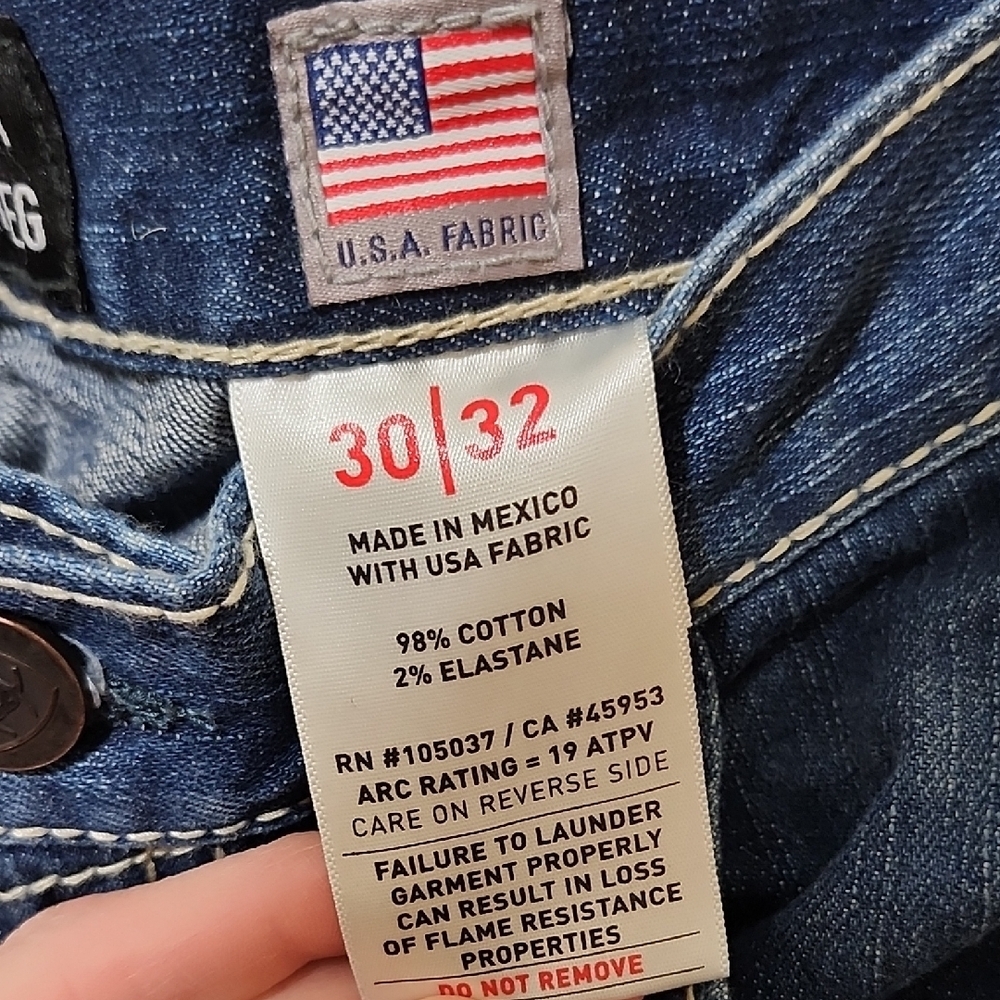 Ariat Blue and Cream Straight Jeans with Classic Indigo Style - Picture 4 of 15